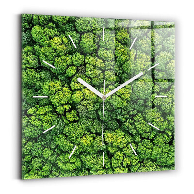 Wanduhr quadratisch mit motiv Wald aus der Vogelperspektive