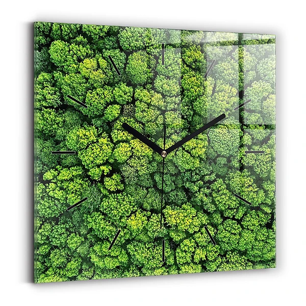 Wanduhr quadratisch mit motiv Wald aus der Vogelperspektive