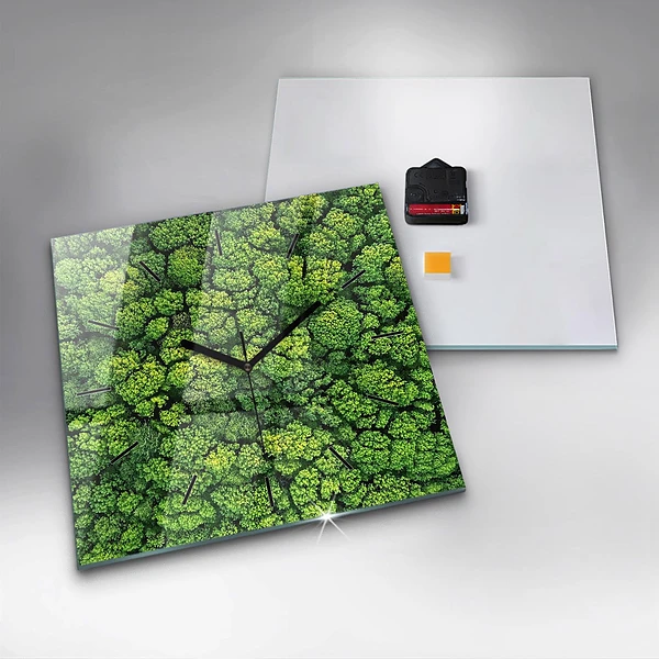 Wanduhr quadratisch mit motiv Wald aus der Vogelperspektive