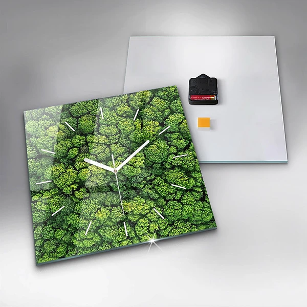 Wanduhr quadratisch mit motiv Wald aus der Vogelperspektive