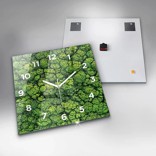 Wanduhr quadratisch mit motiv Wald aus der Vogelperspektive