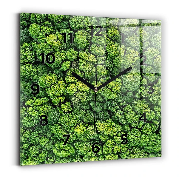 Wanduhr quadratisch mit motiv Wald aus der Vogelperspektive