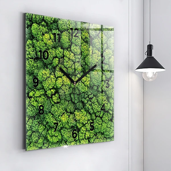 Wanduhr quadratisch mit motiv Wald aus der Vogelperspektive