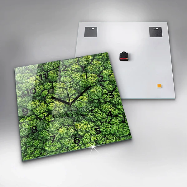 Wanduhr quadratisch mit motiv Wald aus der Vogelperspektive
