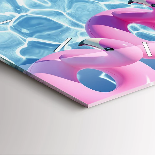 Wanduhr quadratisch Aufblasbare Flamingos