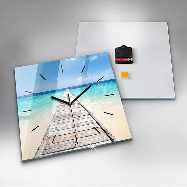 Wanduhr quadratisch Tropische Insel