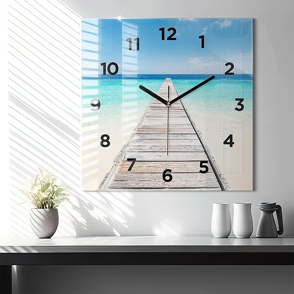 Wanduhr quadratisch Tropische Insel