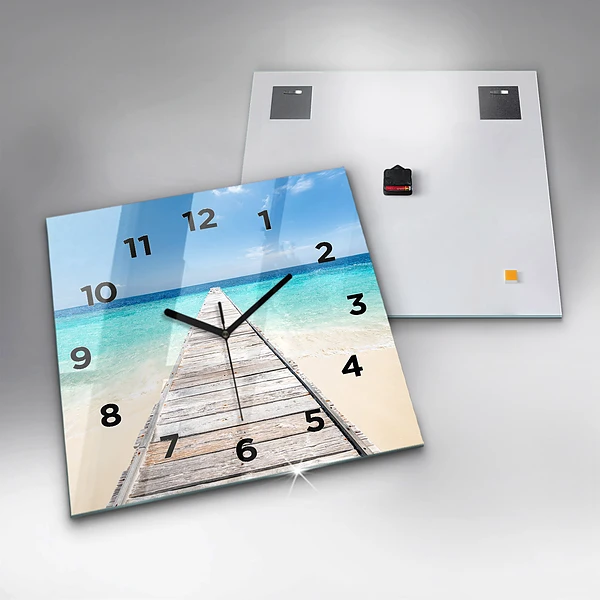 Wanduhr quadratisch Tropische Insel