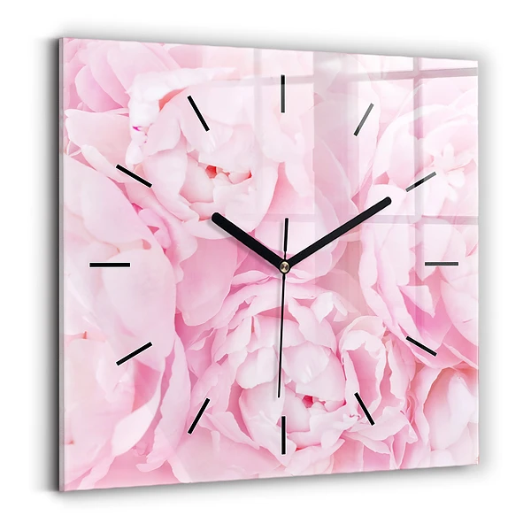 Wanduhr modern quadratisch Blühende Blumen
