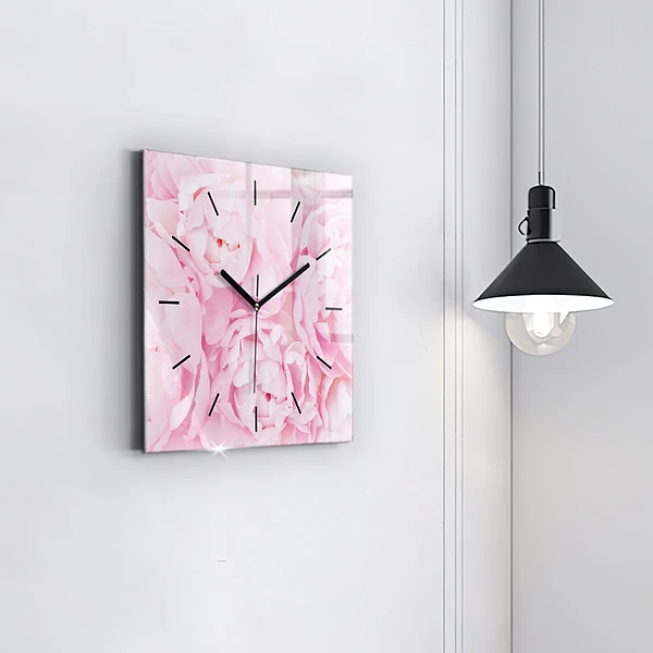 Wanduhr modern quadratisch Blühende Blumen
