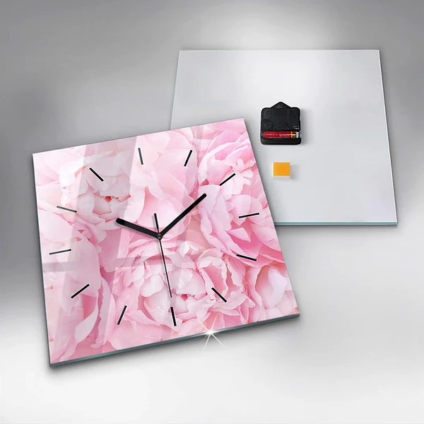 Wanduhr modern quadratisch Blühende Blumen