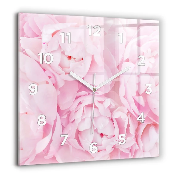 Wanduhr modern quadratisch Blühende Blumen