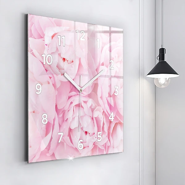 Wanduhr modern quadratisch Blühende Blumen