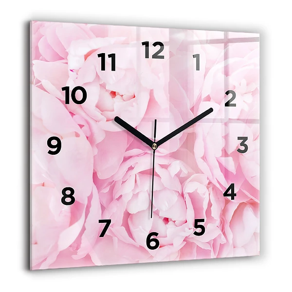 Wanduhr modern quadratisch Blühende Blumen
