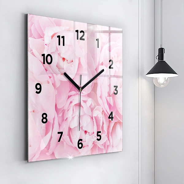 Wanduhr modern quadratisch Blühende Blumen