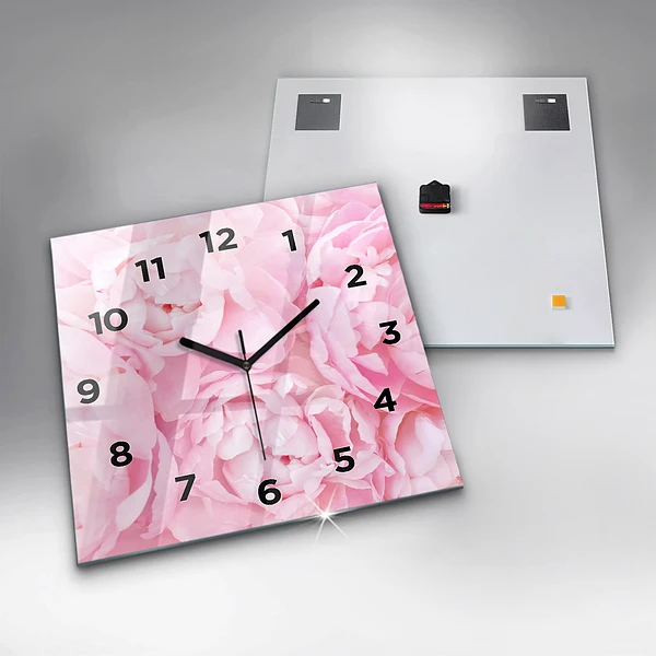 Wanduhr modern quadratisch Blühende Blumen
