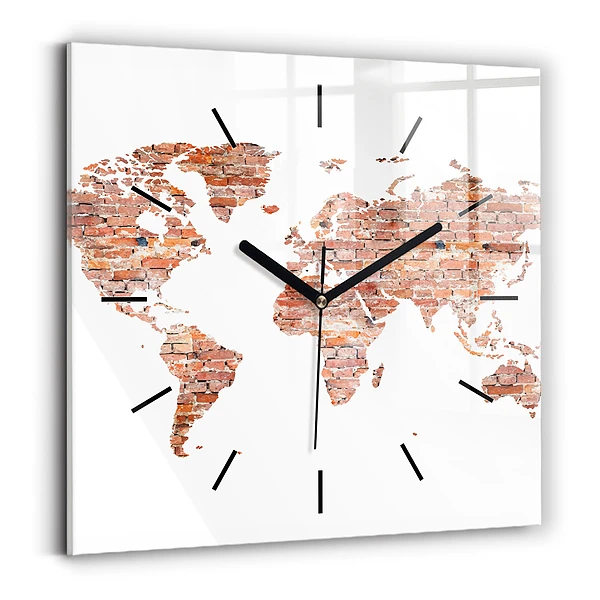 Wanduhr quadratisch mit motiv Alte Ziegelsteinkarte