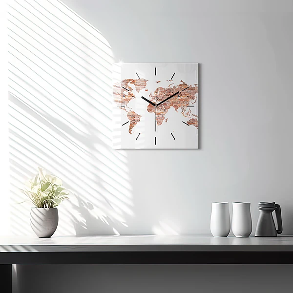 Wanduhr quadratisch mit motiv Alte Ziegelsteinkarte