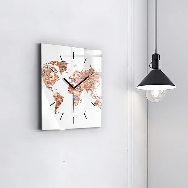 Wanduhr quadratisch mit motiv Alte Ziegelsteinkarte