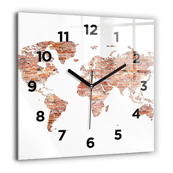 Wanduhr quadratisch mit motiv Alte Ziegelsteinkarte