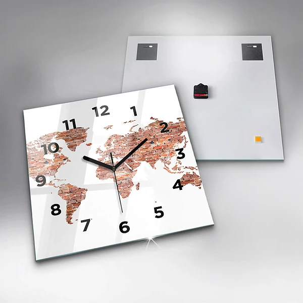 Wanduhr quadratisch mit motiv Alte Ziegelsteinkarte