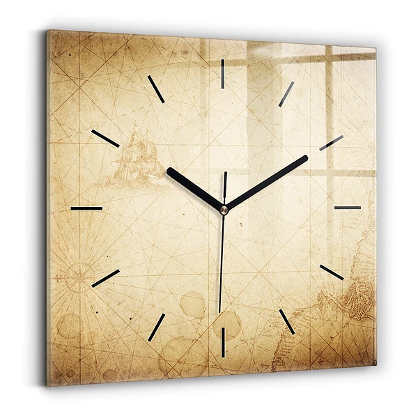 Wanduhr quadratisch mit motiv Alte Weltkarte