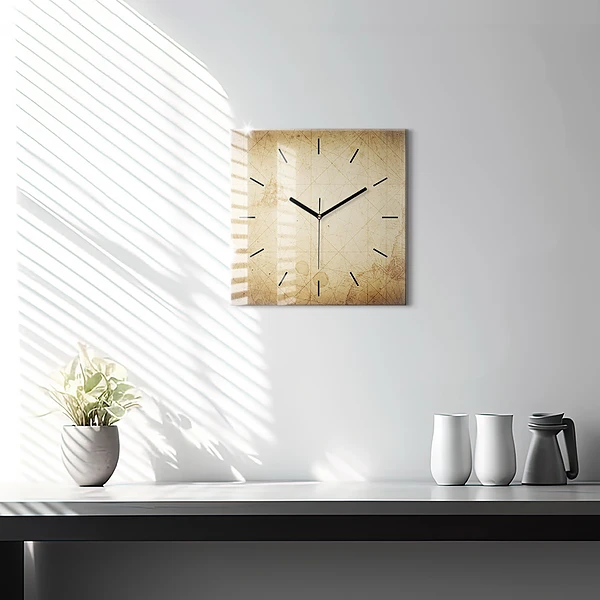 Wanduhr quadratisch mit motiv Alte Weltkarte