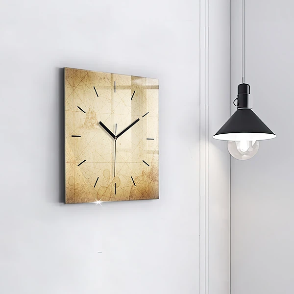 Wanduhr quadratisch mit motiv Alte Weltkarte