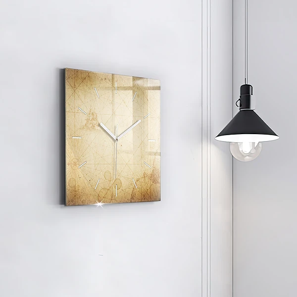 Wanduhr quadratisch mit motiv Alte Weltkarte