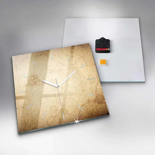 Wanduhr quadratisch mit motiv Alte Weltkarte