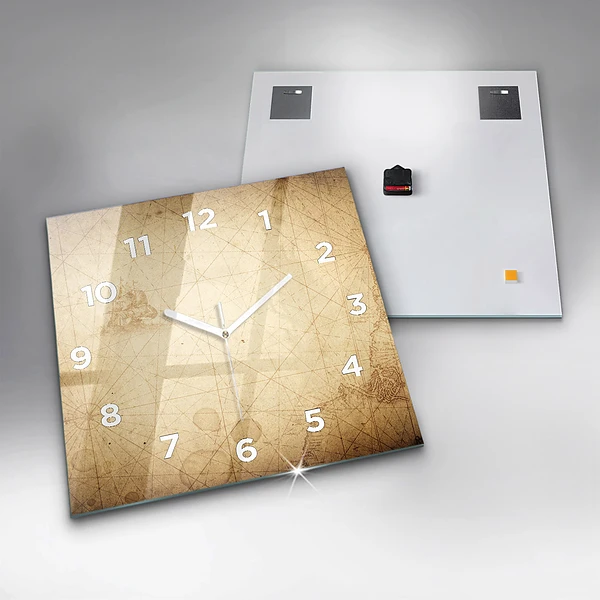 Wanduhr quadratisch mit motiv Alte Weltkarte