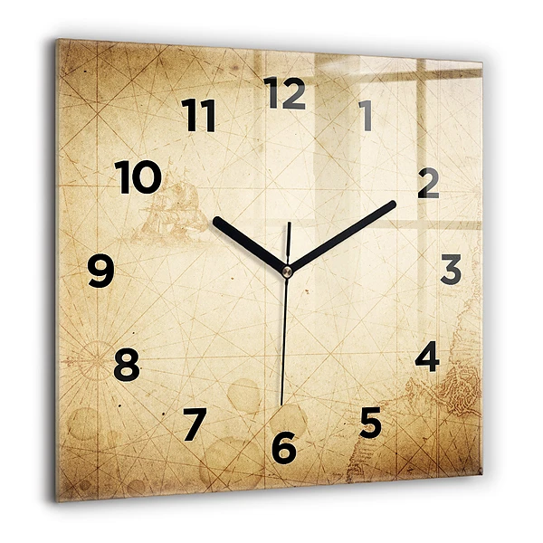 Wanduhr quadratisch mit motiv Alte Weltkarte
