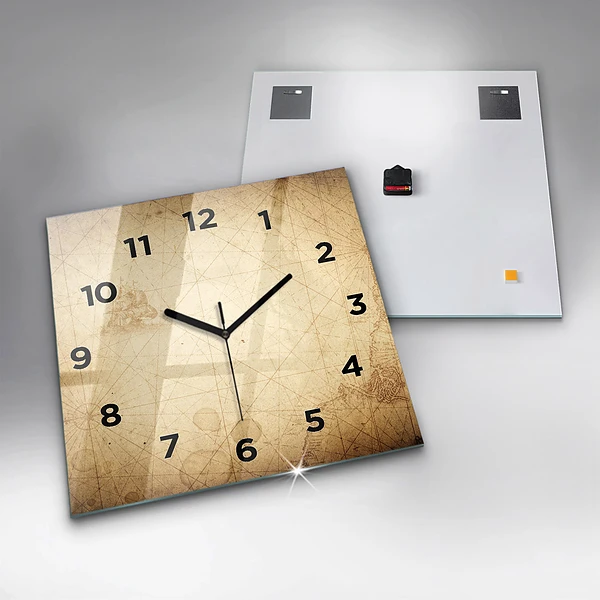 Wanduhr quadratisch mit motiv Alte Weltkarte