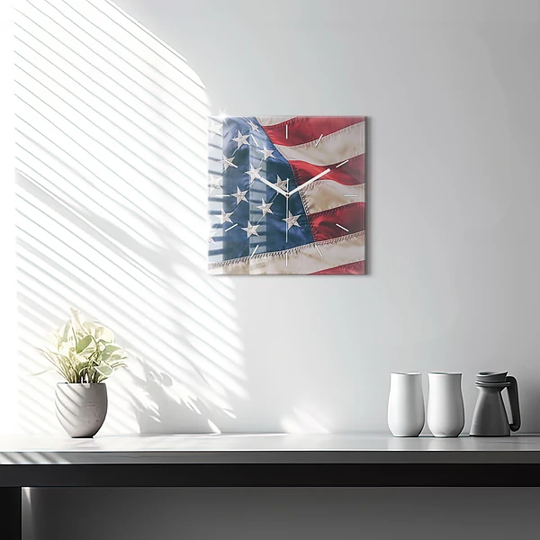 Wanduhr quadratisch mit motiv Amerikanische Flagge
