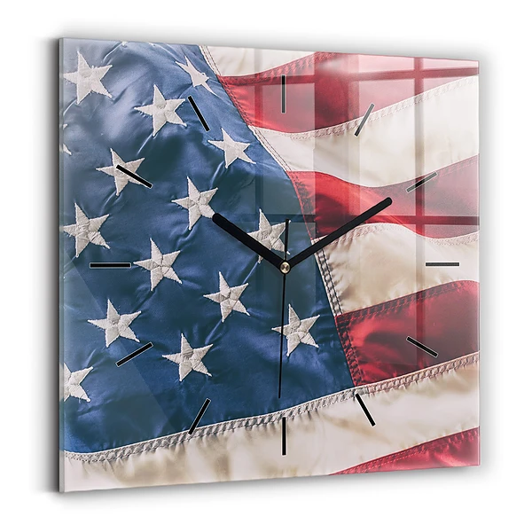 Wanduhr quadratisch mit motiv Amerikanische Flagge