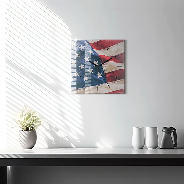 Wanduhr quadratisch mit motiv Amerikanische Flagge