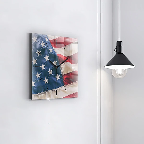 Wanduhr quadratisch mit motiv Amerikanische Flagge