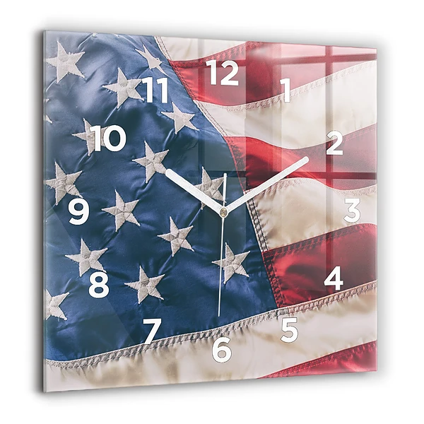 Wanduhr quadratisch mit motiv Amerikanische Flagge