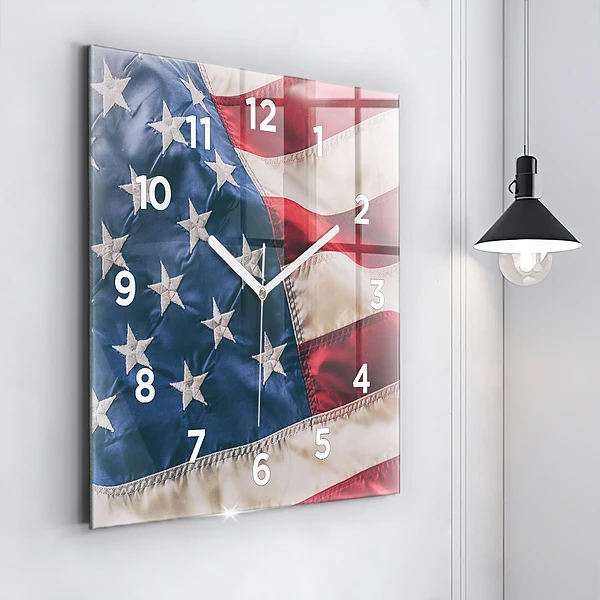 Wanduhr quadratisch mit motiv Amerikanische Flagge
