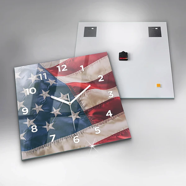 Wanduhr quadratisch mit motiv Amerikanische Flagge