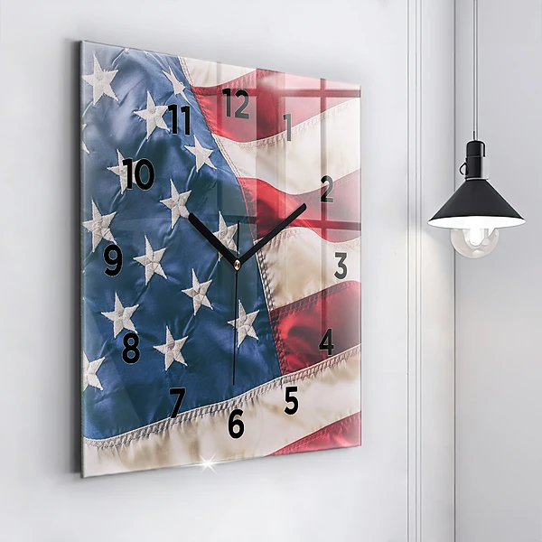Wanduhr quadratisch mit motiv Amerikanische Flagge