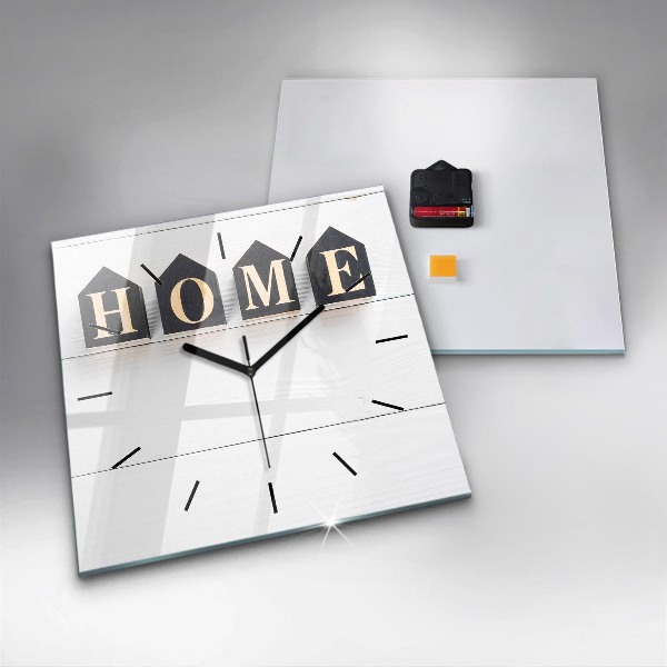 Wanduhr quadratisch Inschrift eines Hauses