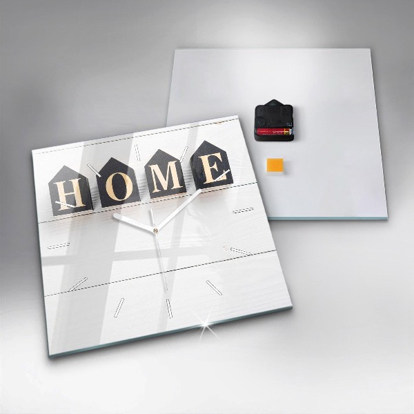 Wanduhr quadratisch Inschrift eines Hauses