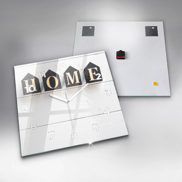 Wanduhr quadratisch Inschrift eines Hauses