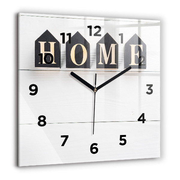 Wanduhr quadratisch Inschrift eines Hauses