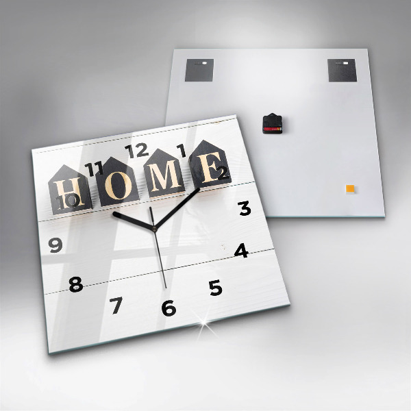 Wanduhr quadratisch Inschrift eines Hauses