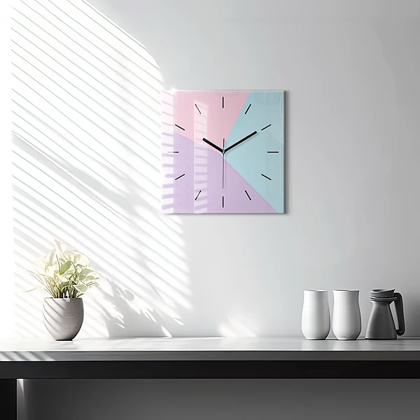 Wanduhr modern quadratisch Pastellfarbenes Muster