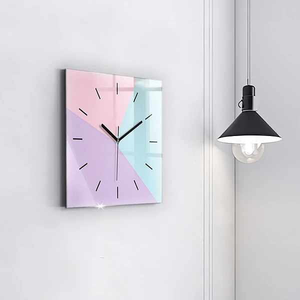 Wanduhr modern quadratisch Pastellfarbenes Muster