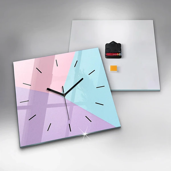 Wanduhr modern quadratisch Pastellfarbenes Muster