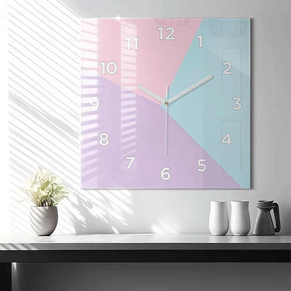Wanduhr modern quadratisch Pastellfarbenes Muster